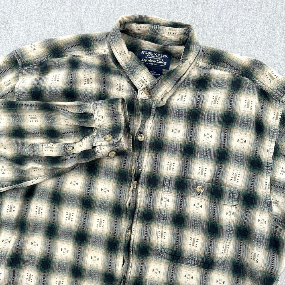 Vintage Moose Creek Flannel Shirt‎ Mens Large Plaid Southwestern Button Down